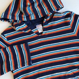 Hanna Andersson Blue Striped Terry Hoodie Beach Swim Cover Up Kids Boys‎ Medium